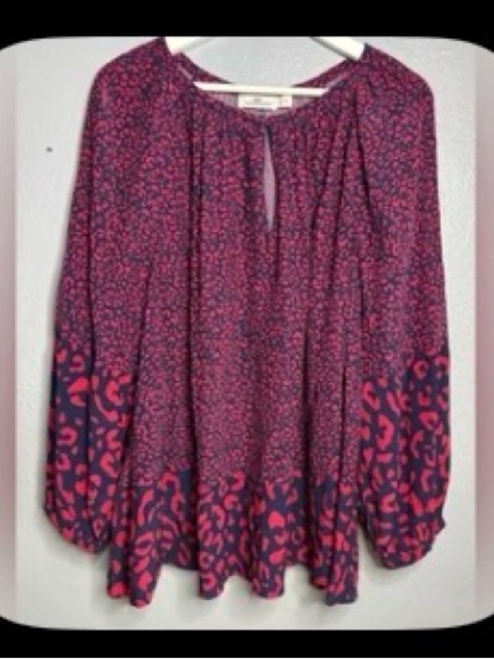 Vineyard Vines Purple and Pink Printed Peasant Blouse